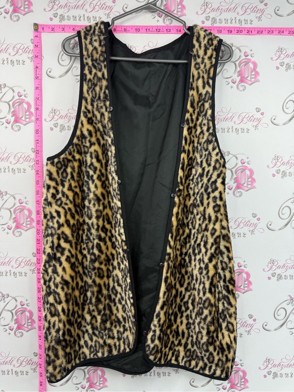 Vest Leopard Print Faux Fur Vest - Brown & Black furry soft vintage cheetah